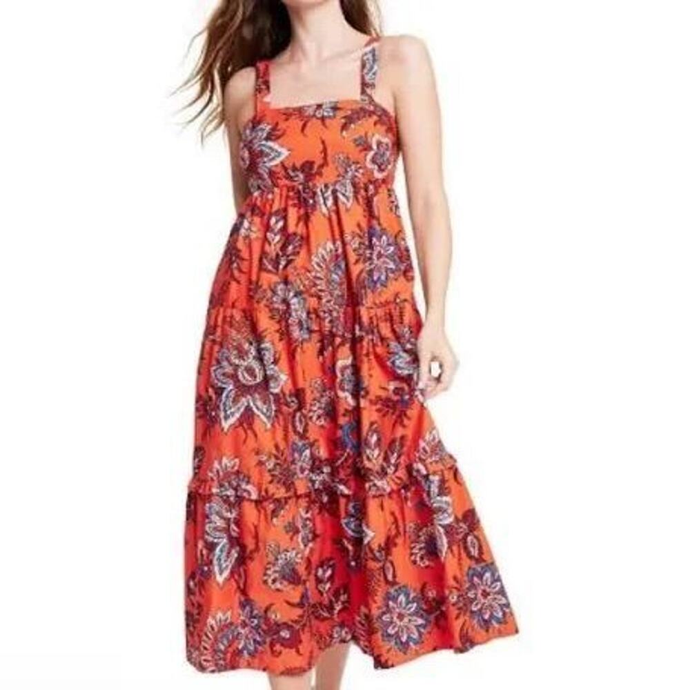 Rhode x Target 2X leafy floral print tiered midi dress